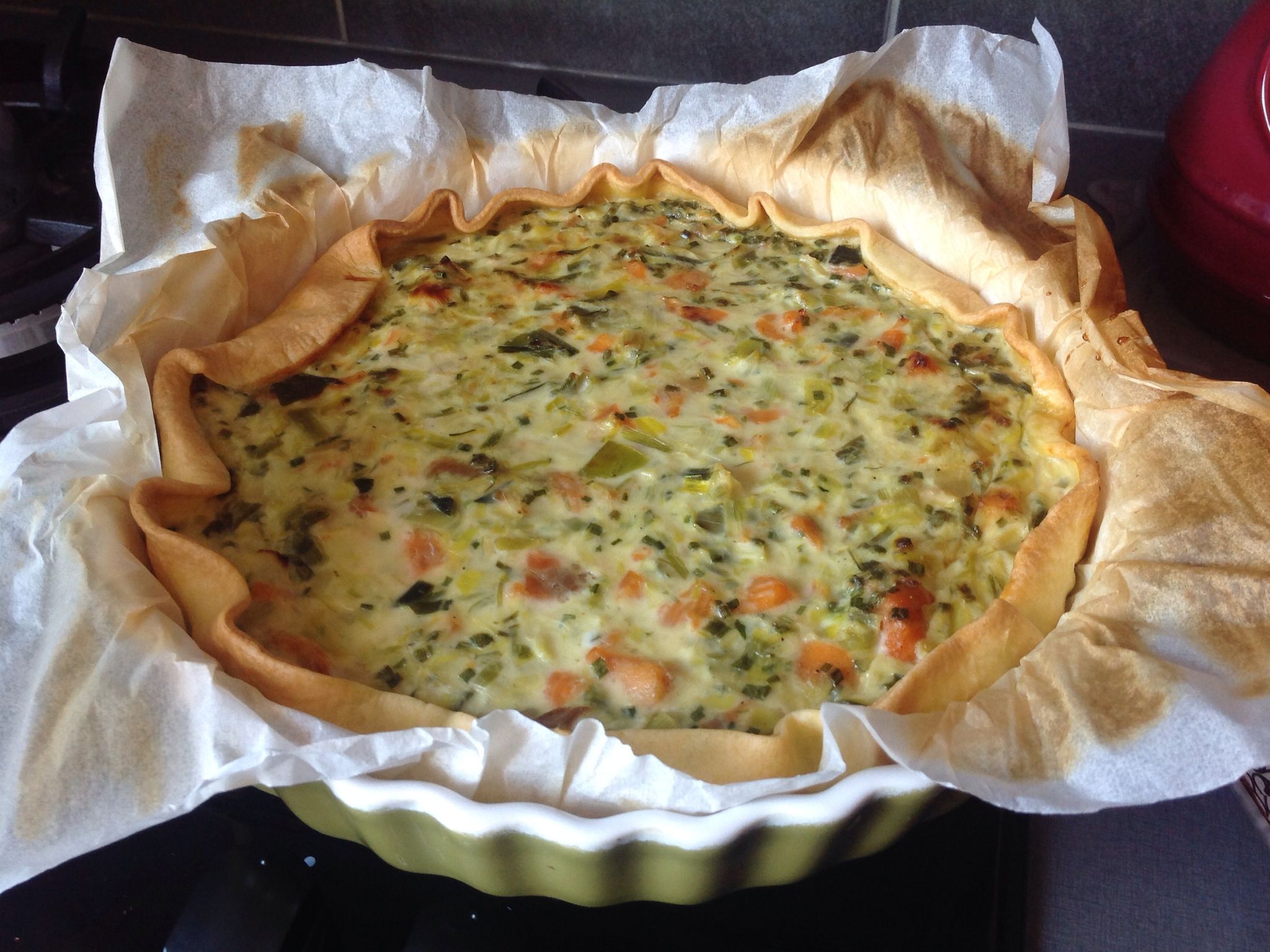 Tarte à la truite fumée et aux poireaux Recette de Tarte à la truite