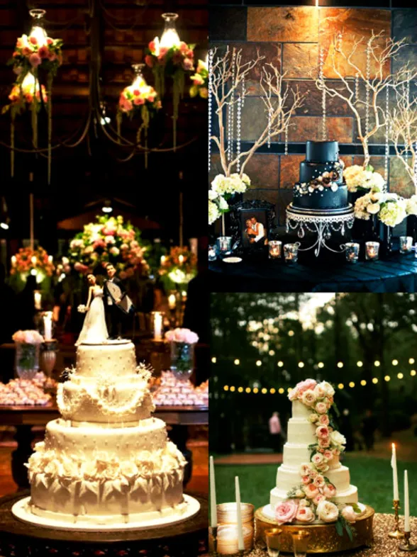 Ideias incríveis para a sua mesa de bolo de casamento