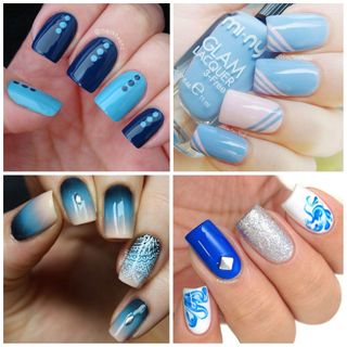 Nail art com esmalte azul. Ideias aqui!