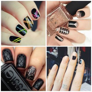 Nail art com esmalte preto