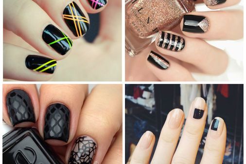 Nail art com esmalte preto