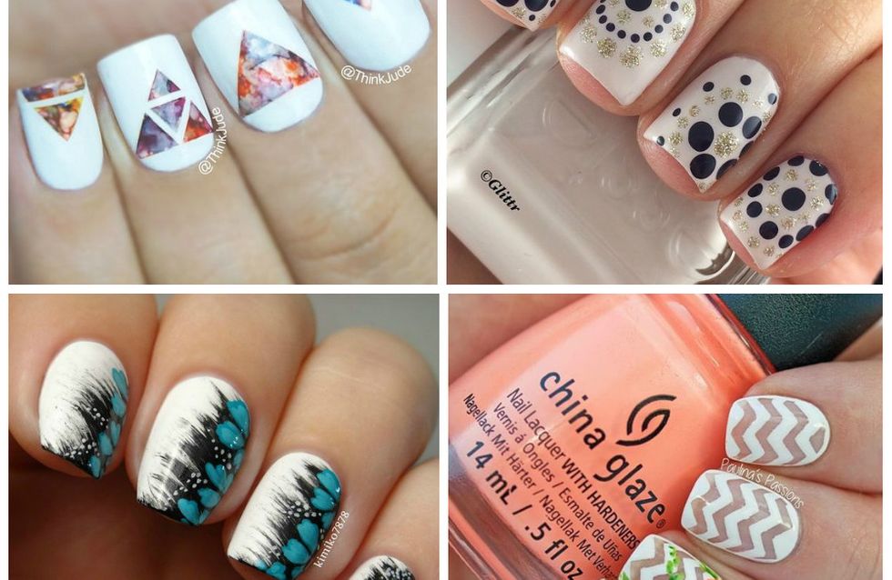 Descole um esmalte branco e tente reproduzir essas nail arts