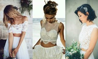 Ideias de vestidos de noiva cropped