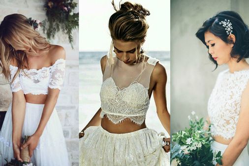 Ideias de vestidos de noiva cropped