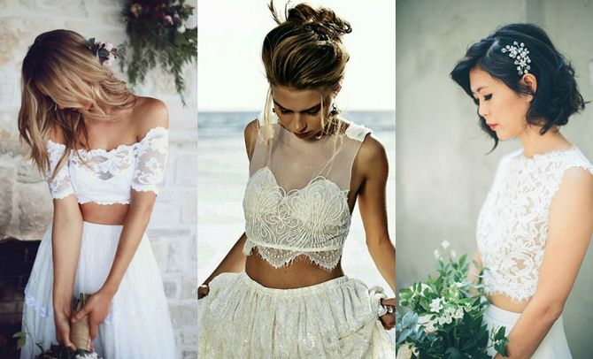 Ideias de vestidos de noiva cropped