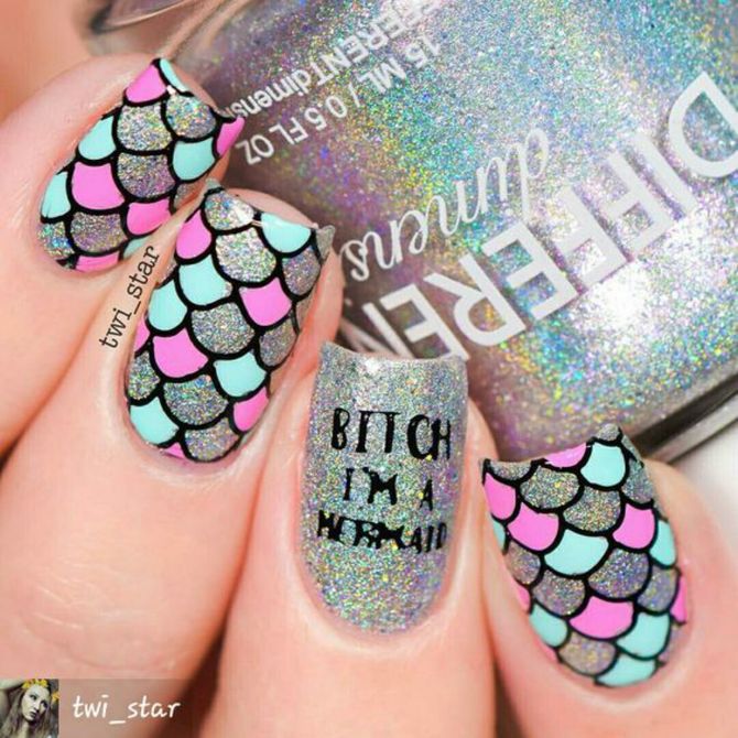 Nail art de sereia