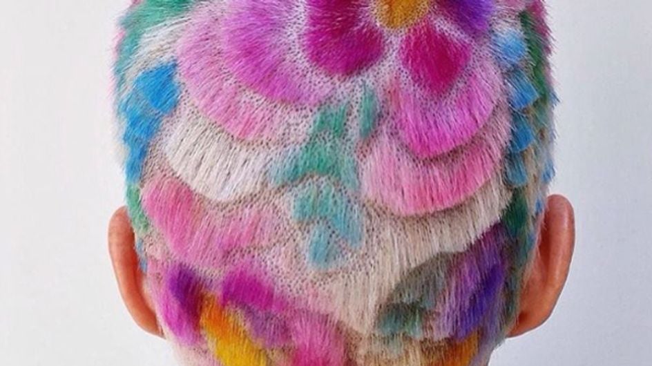 Rainbow Carved Hair Is The Coolest Shaved Head Trend