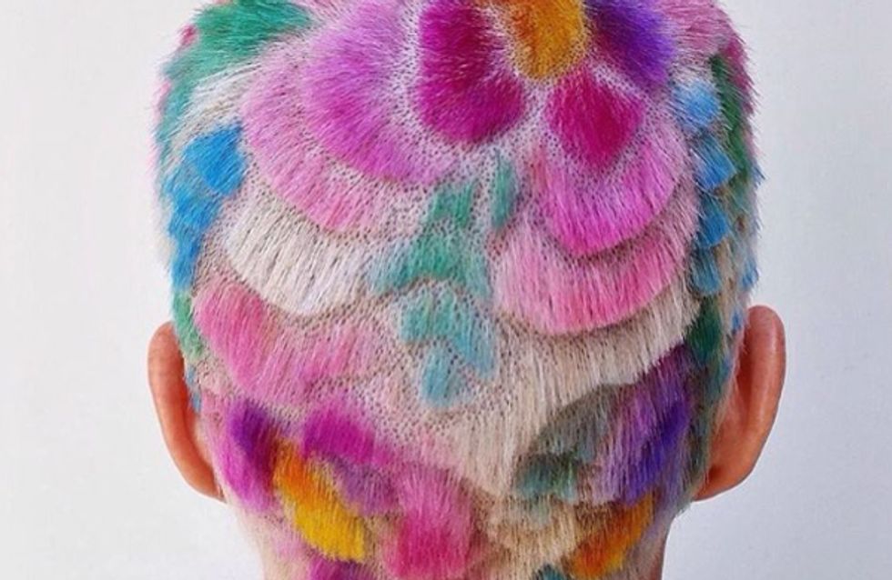 Rainbow Carved Hair Is The Coolest Shaved Head Trend