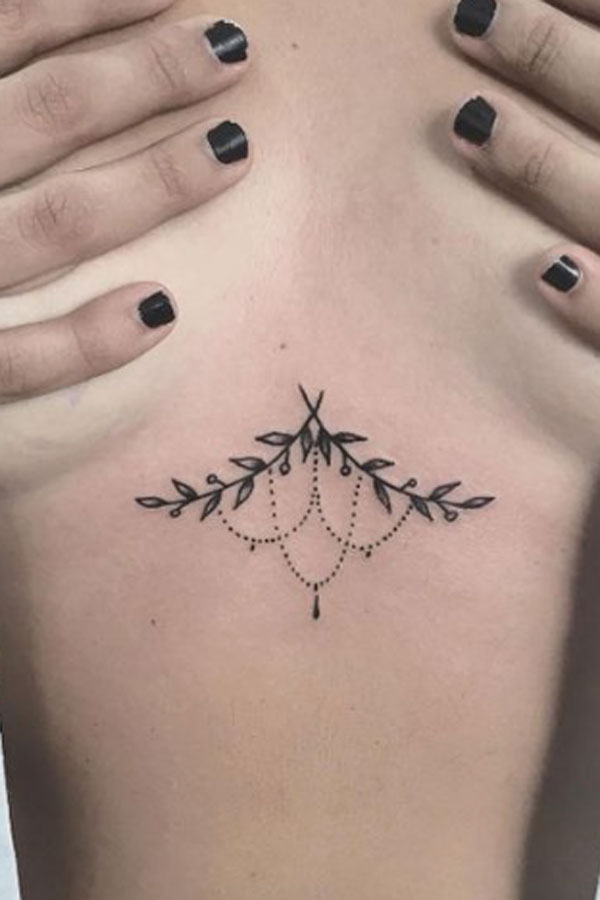 My sternum tattoo I got it 3 years ago and its a major confidence  booster Its the perfect accessory for smaller chested girls because you  have the space to make it visible