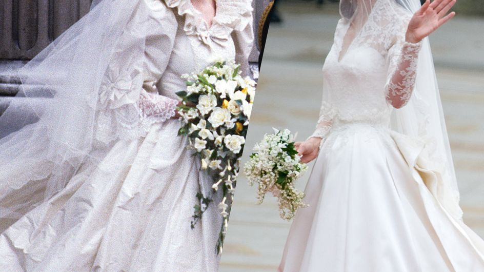 Wedding dresses worn by the royal family of England