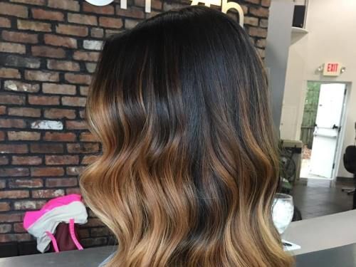 balayage miel sur cheveux noir