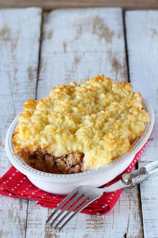 Pastel gratinado de carne y patata