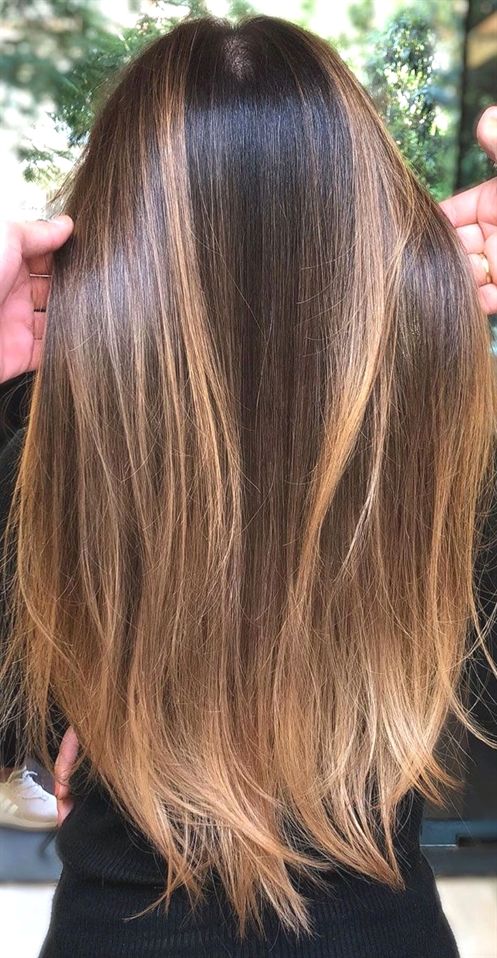 balayage sur brune lisse