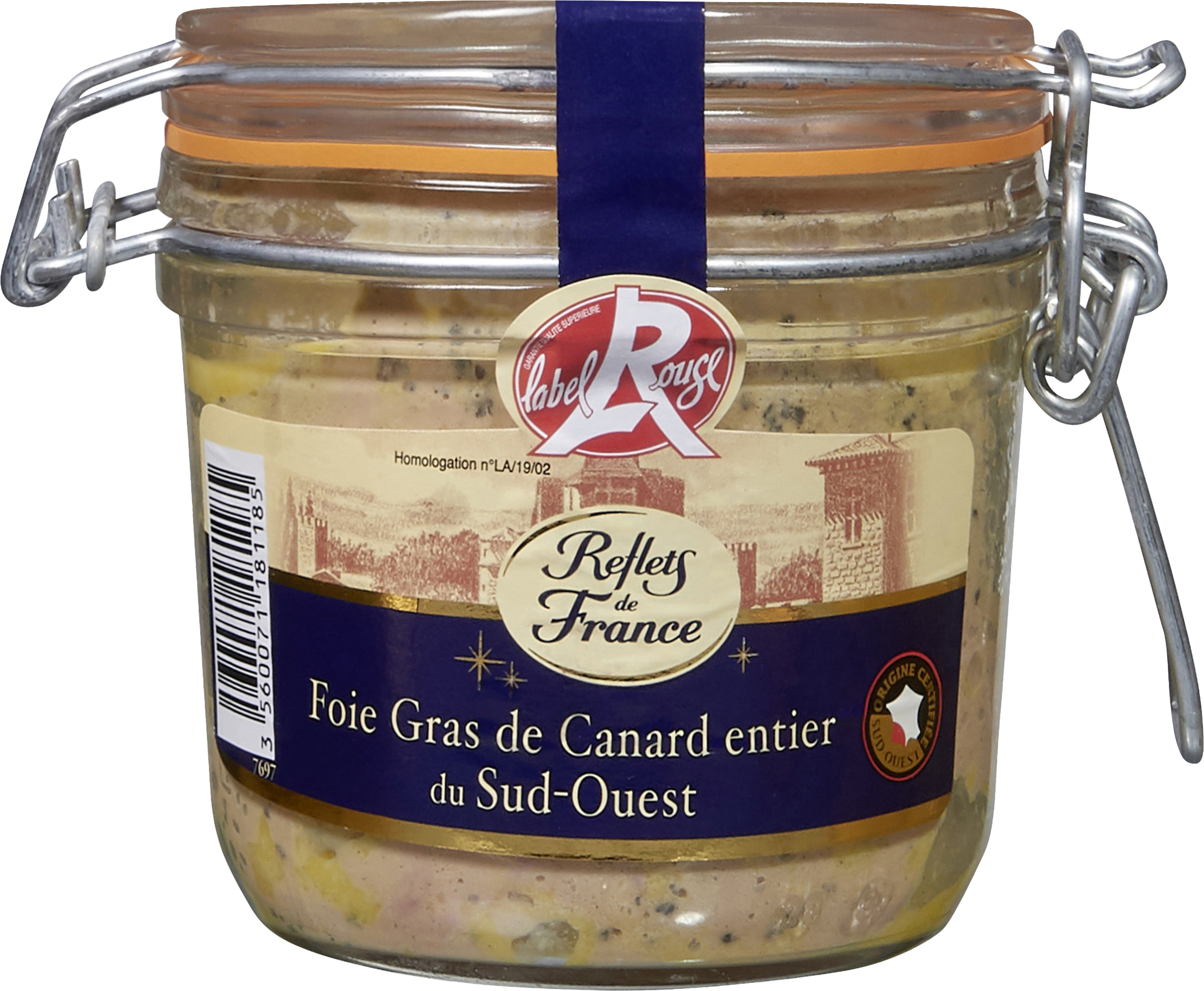 Foie gras canard entier Sud Ouest mi cuit Label Rouge REFLETS DE FRANCE :  le bocal de 180g à Prix Carrefour