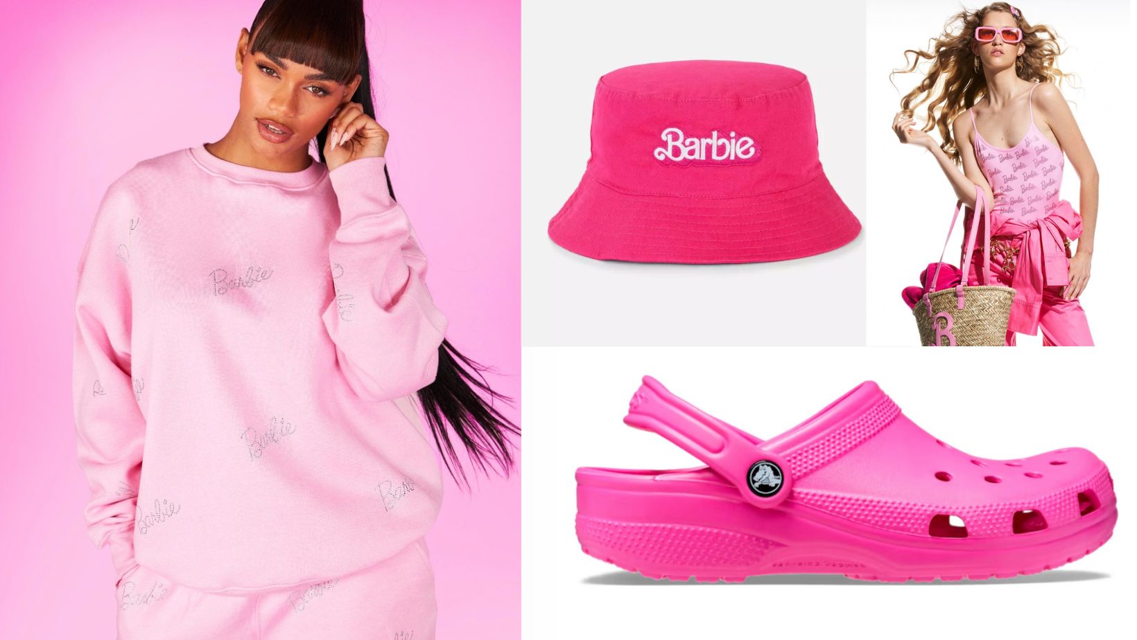 Pyjama long en jersey 'Barbie' - 2 pièces - Rose/blanc - Kiabi