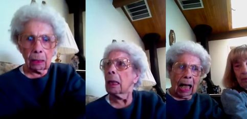 ¡Esta abuela ve por primera vez el modo selfi del iPad!