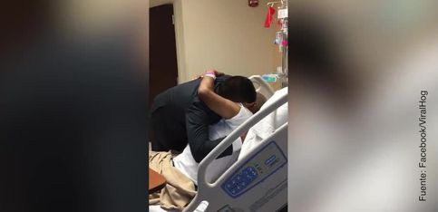 Visita sorpresa a su abuelo en el hospital