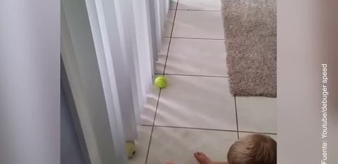 ¡Este niño no da una recogiendo las pelotas de tenis!