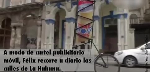 ¡Este cubano trabaja montado en una bicicleta de 6 m de altura!
