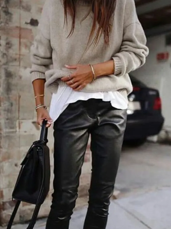 Cómo llevar leggins de cuero: 30 ideas para acertar