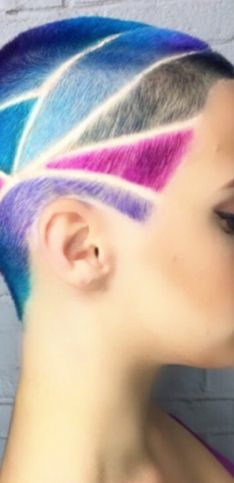 Rainbow Carved Hair Is The Coolest Shaved Head Trend