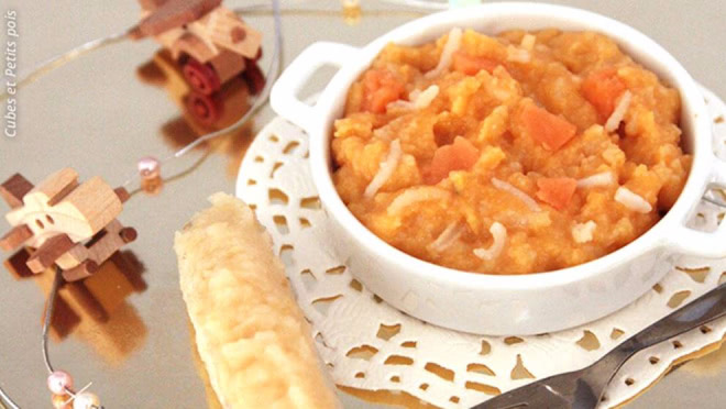 Recette Pour Bebe Mon Premier Boudin Blanc A La Pomme Et Son Risotto Au Potiron