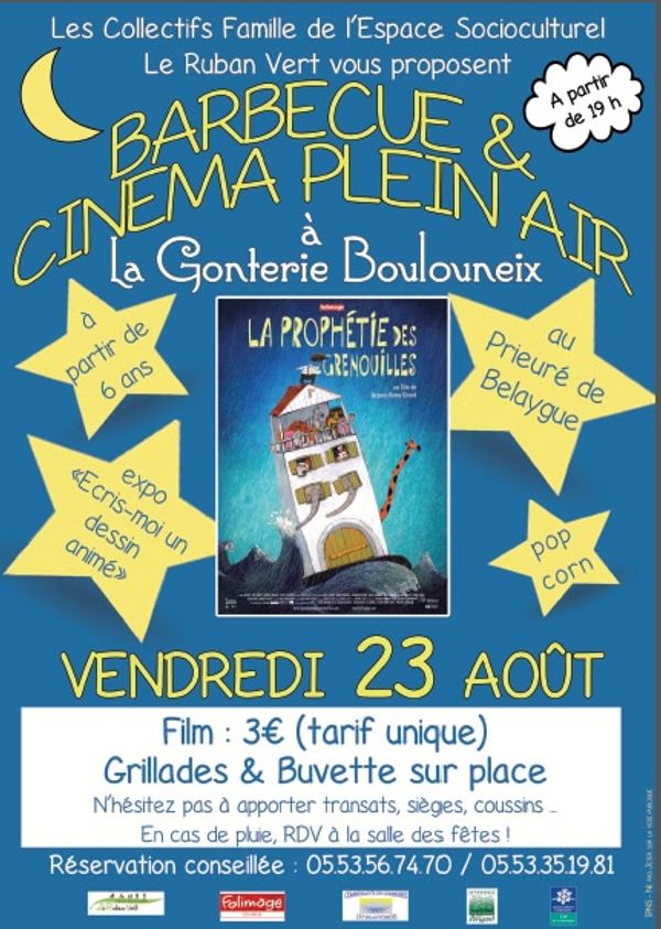 Barbecue & Cinéma Plein air vendredi 23 août 2013  à 19h, La Gonterie Boulouneix , Dordogne