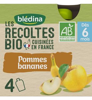 Les Récoltes Bio 24 gourdes Bio Pommes/Bananes Desserts Mixtes (Pack de 6x4 gourdes)