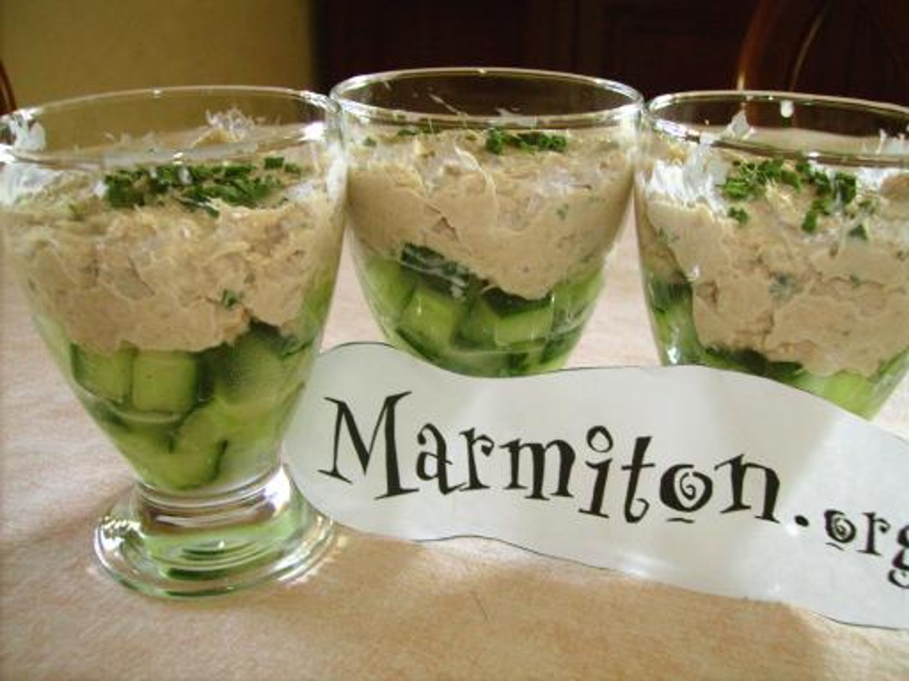 Verrine de rillettes de thon et concombre : Recette de Verrine de