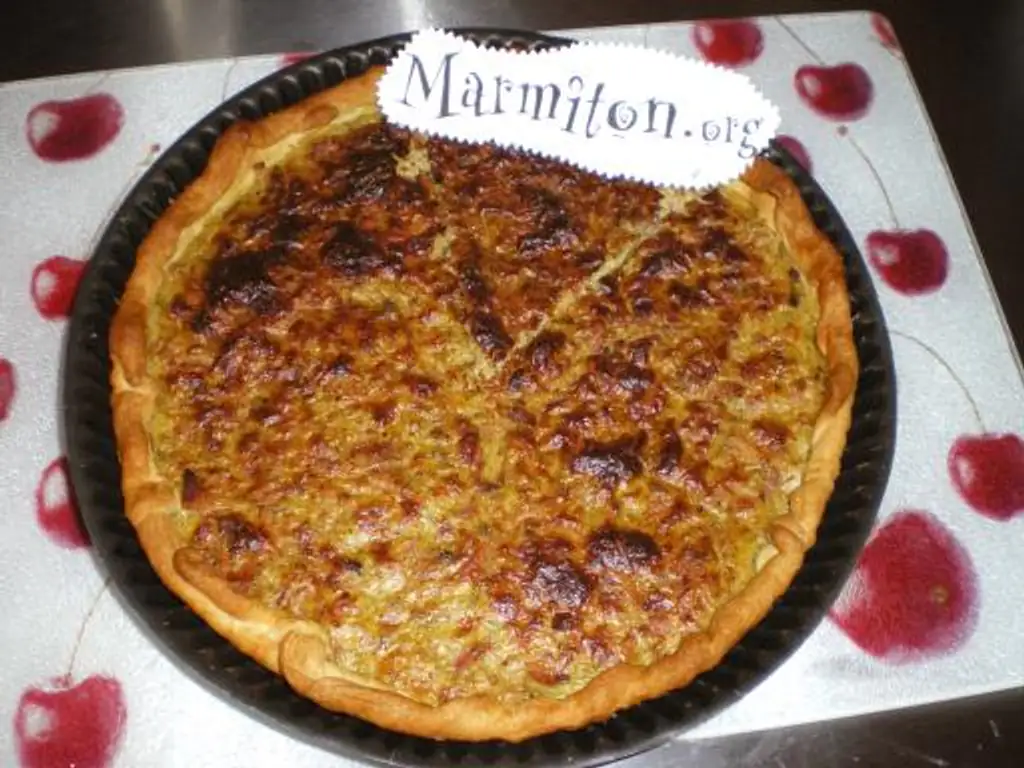 tarte au pesto, chèvre et bacon