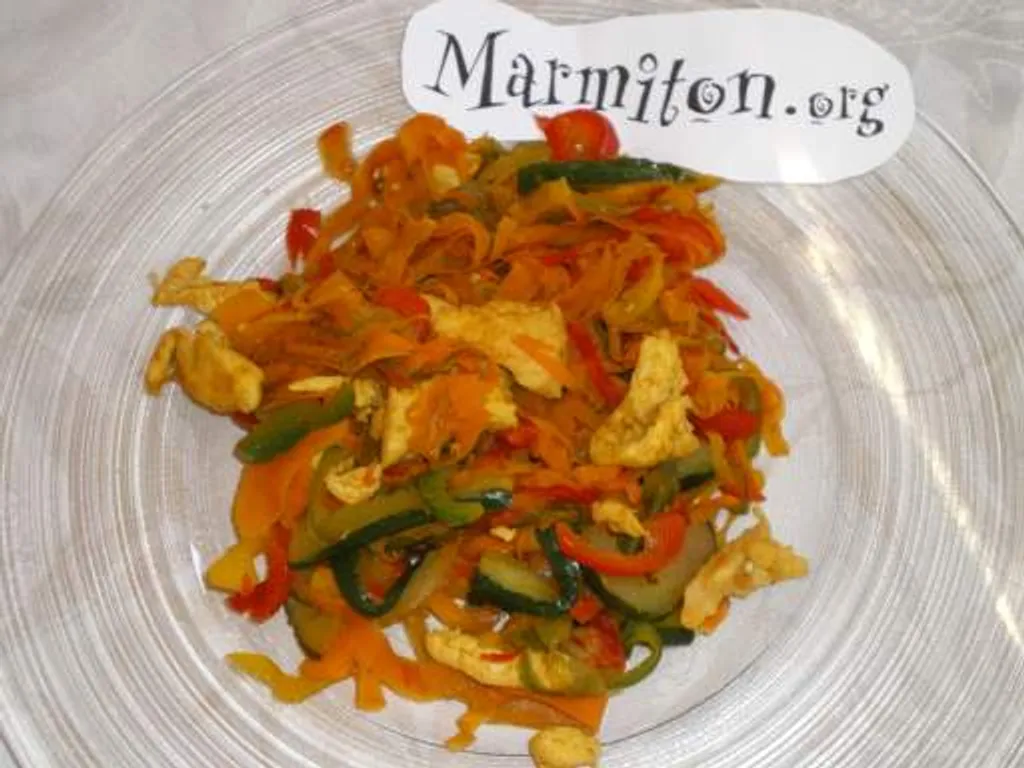 poulet sauté aux légumes et aux épices