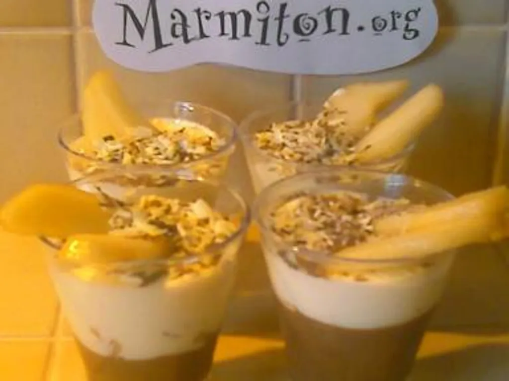 verrine mousse aux 2 chocolats et poires williams