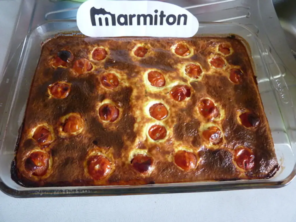 clafoutis basilic et tomate cerise
