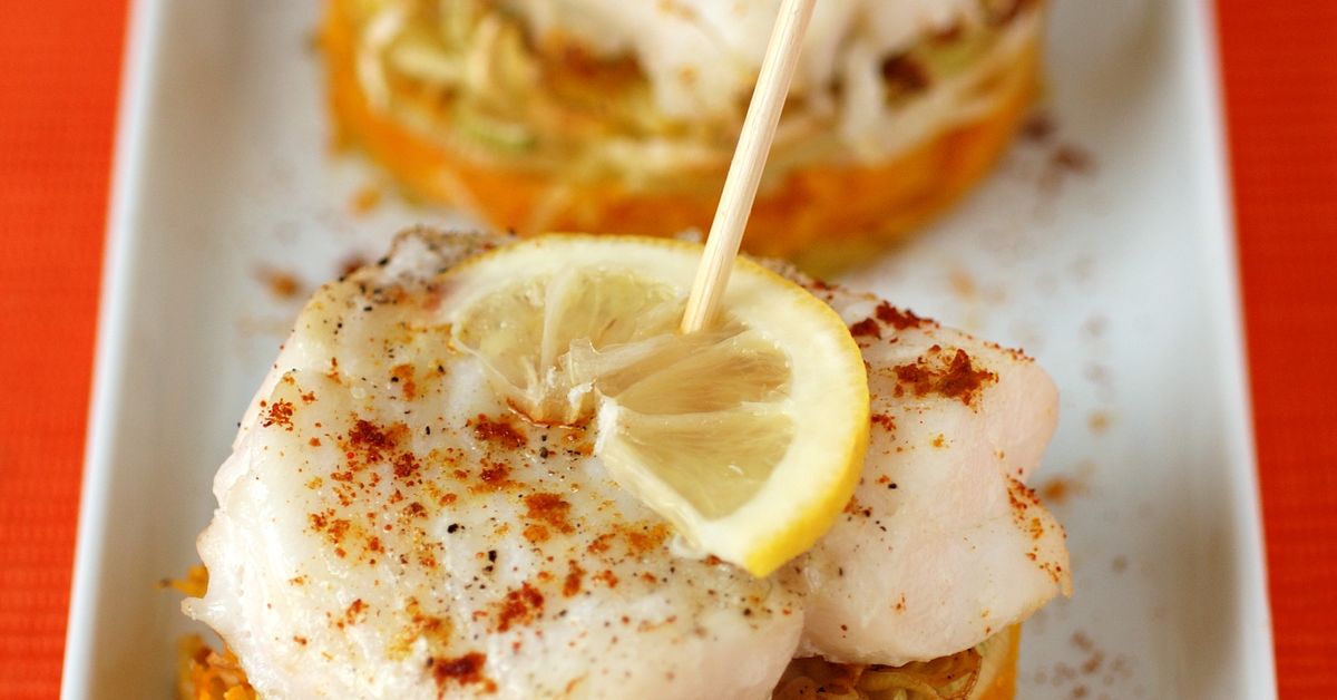 Filets de poisson au four aux petits légumes : recette de Filets de ...