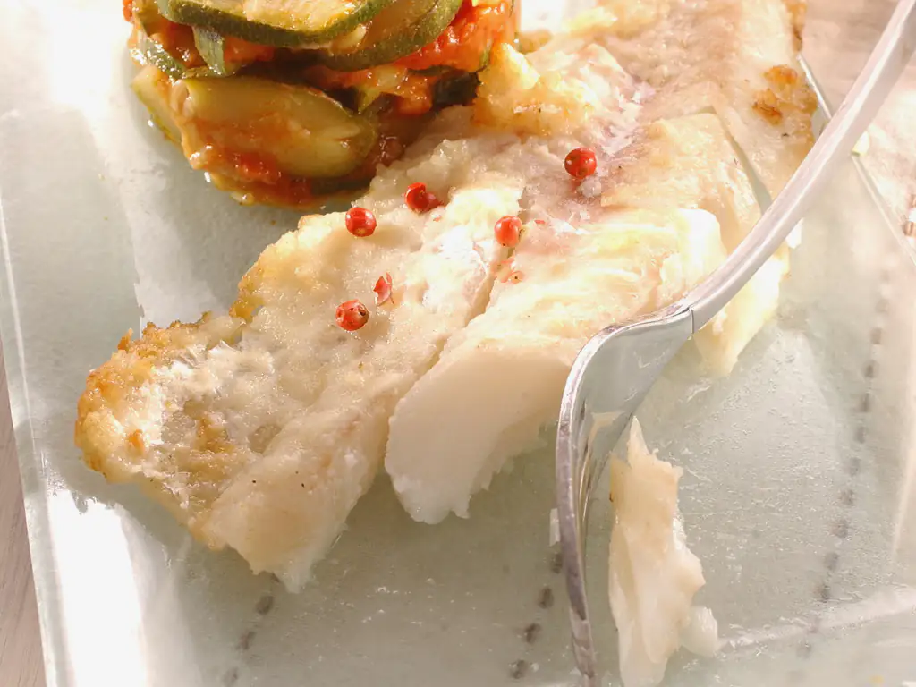 filets de cabillaud marinés à l'huile d'olive et ses légumes