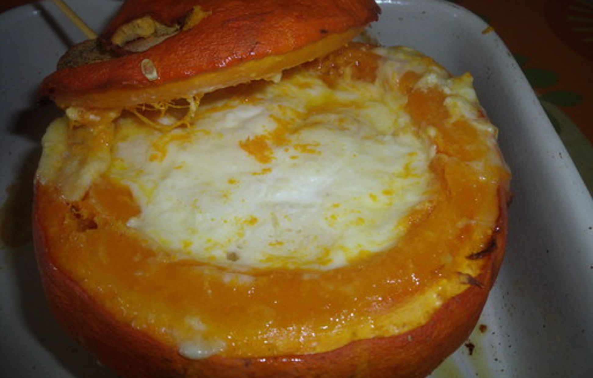 potimarron au four lardons et crème