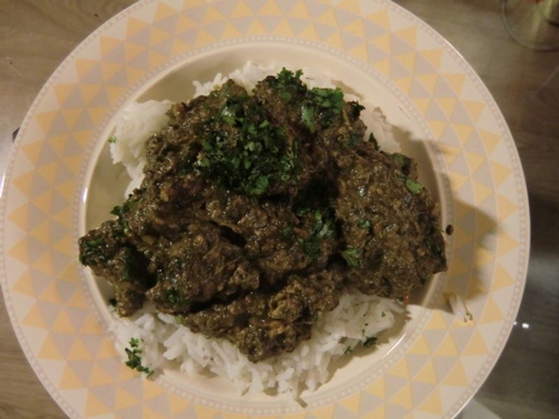 Viande Palak Veau Agneau Volaille Aux Epinards Plat Indien