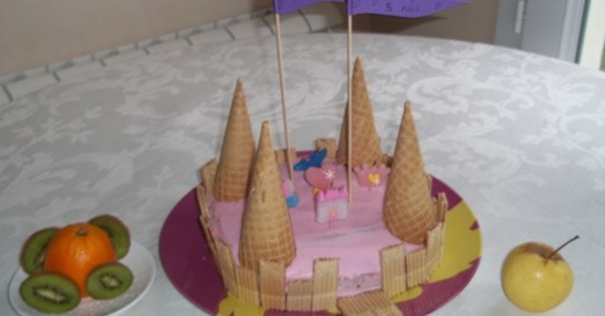Décoration De Gâteau Château Princesse - Paillettes Rose & Doré - 12x14 Cm - Pour Anniversaire, Mariage, Fête - Facile à Installer