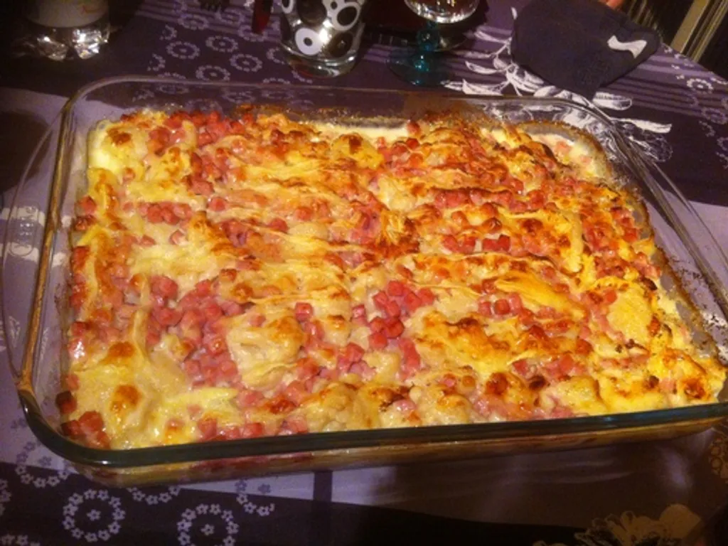 gratin de chou-fleur au jambon et au reblochon