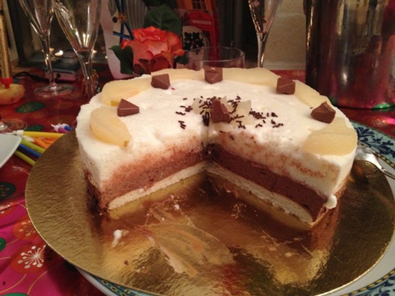 Bavarois Poire Chocolat Sur Biscuit Aux Amandes Recette De