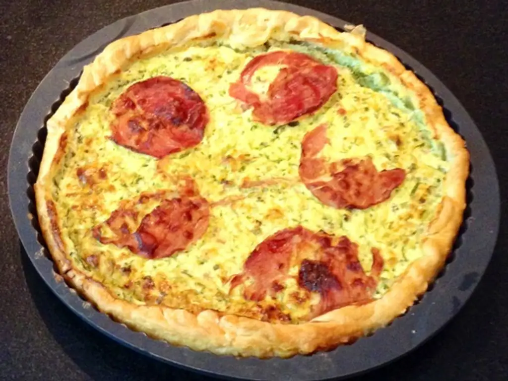 tarte ricotta, courgettes et coppa