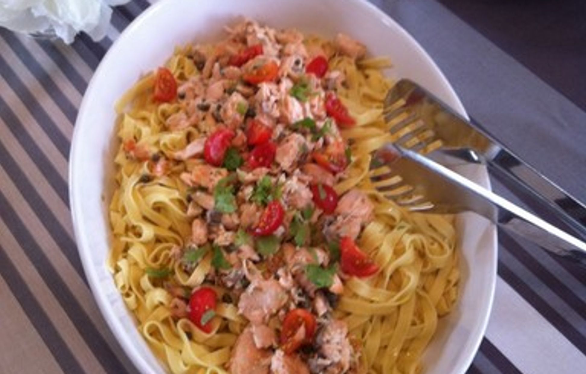 Pâtes saumon frais, citron et câpres Recette de Pâtes saumon frais