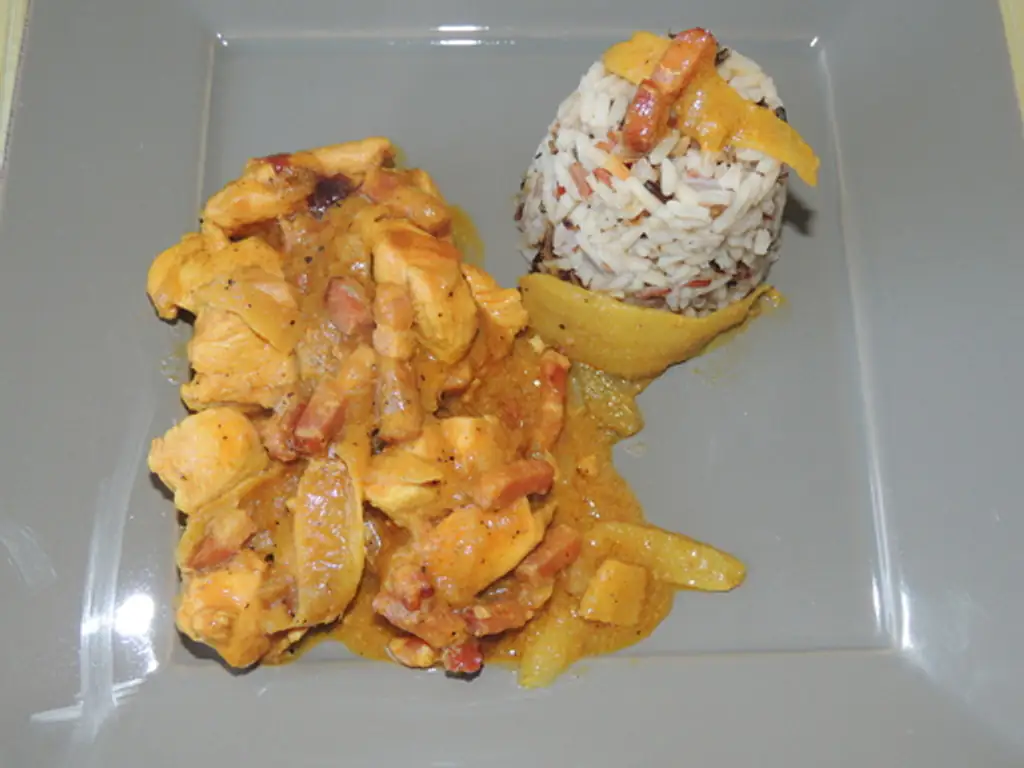 emincé de poulet à la crème de coco