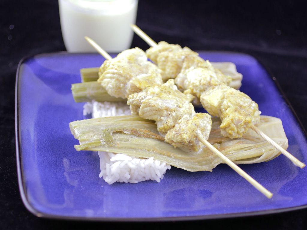 Brochettes De Poisson Marinées Au Lait De Coco