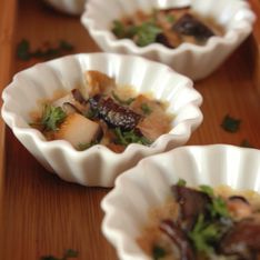 Petits gratins de champignons crème légère au foie gras
