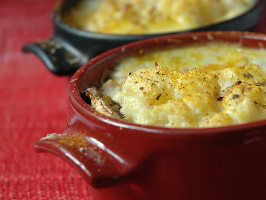 Gratin de chou fleur au thon et aux champignons : Recette de Gratin de ...