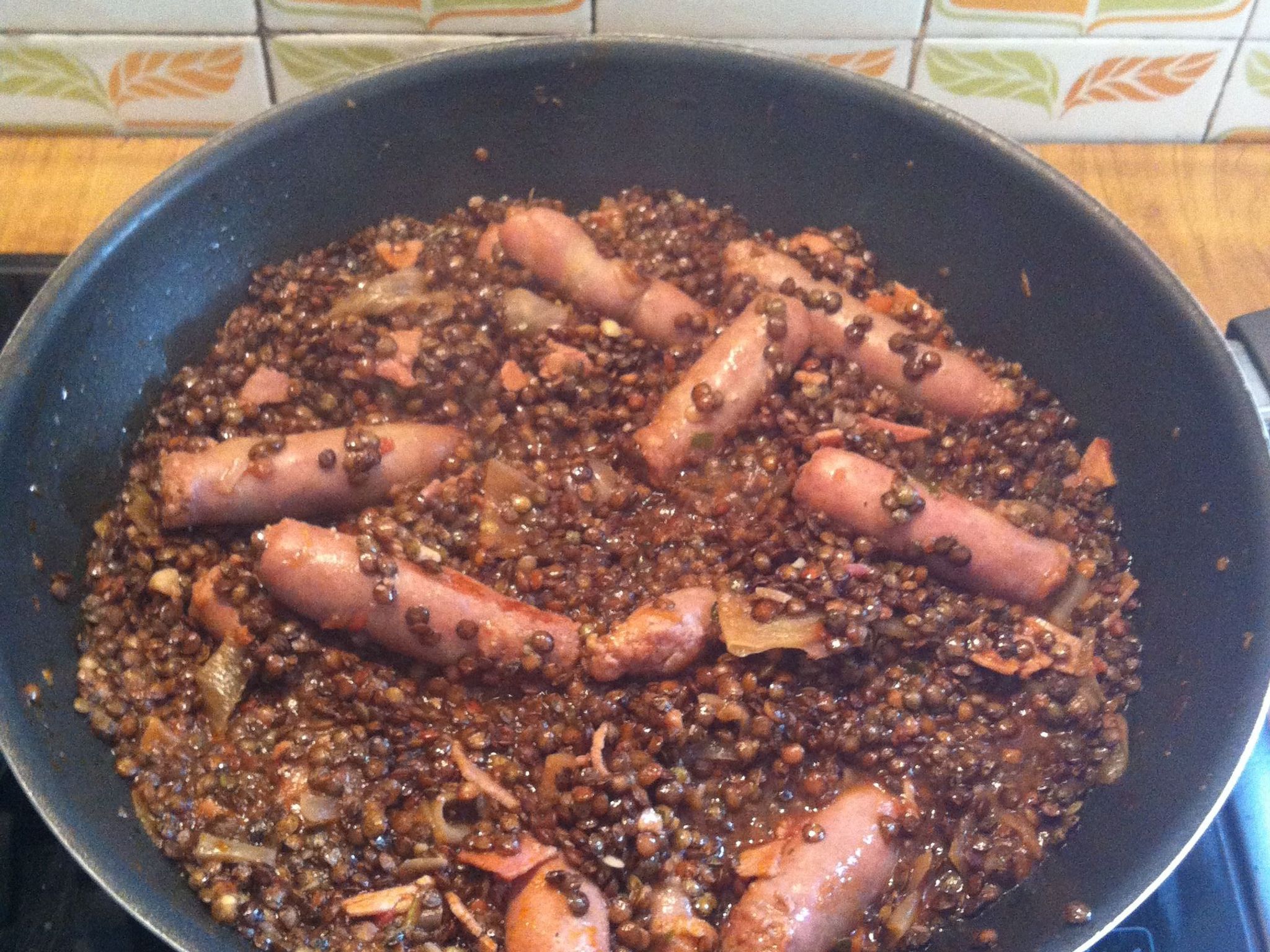 Lentilles aux chipolatas et lardons Recette de Lentilles aux
