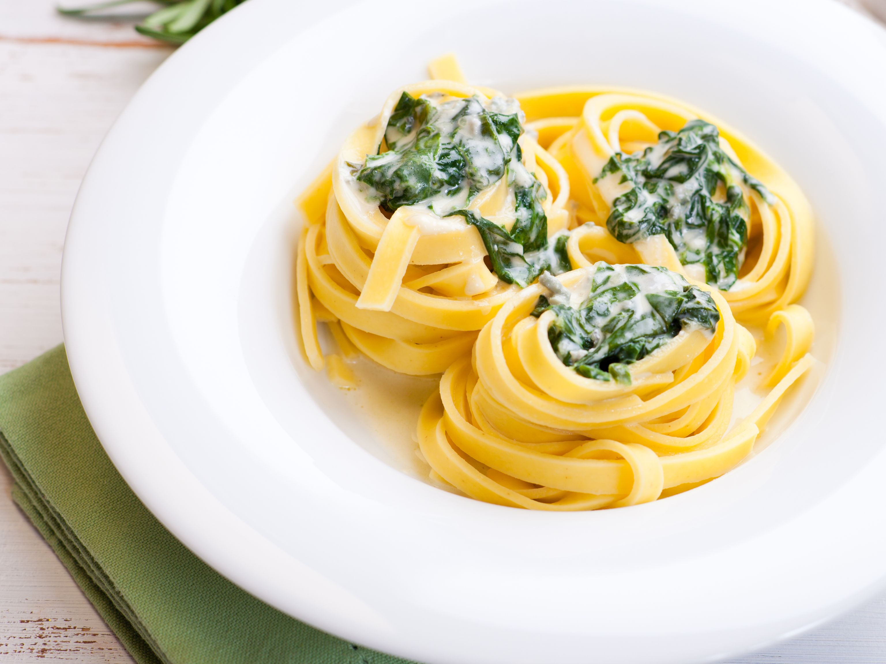 Tagliatelles à la crème d'épinards Recette de Tagliatelles à la crème