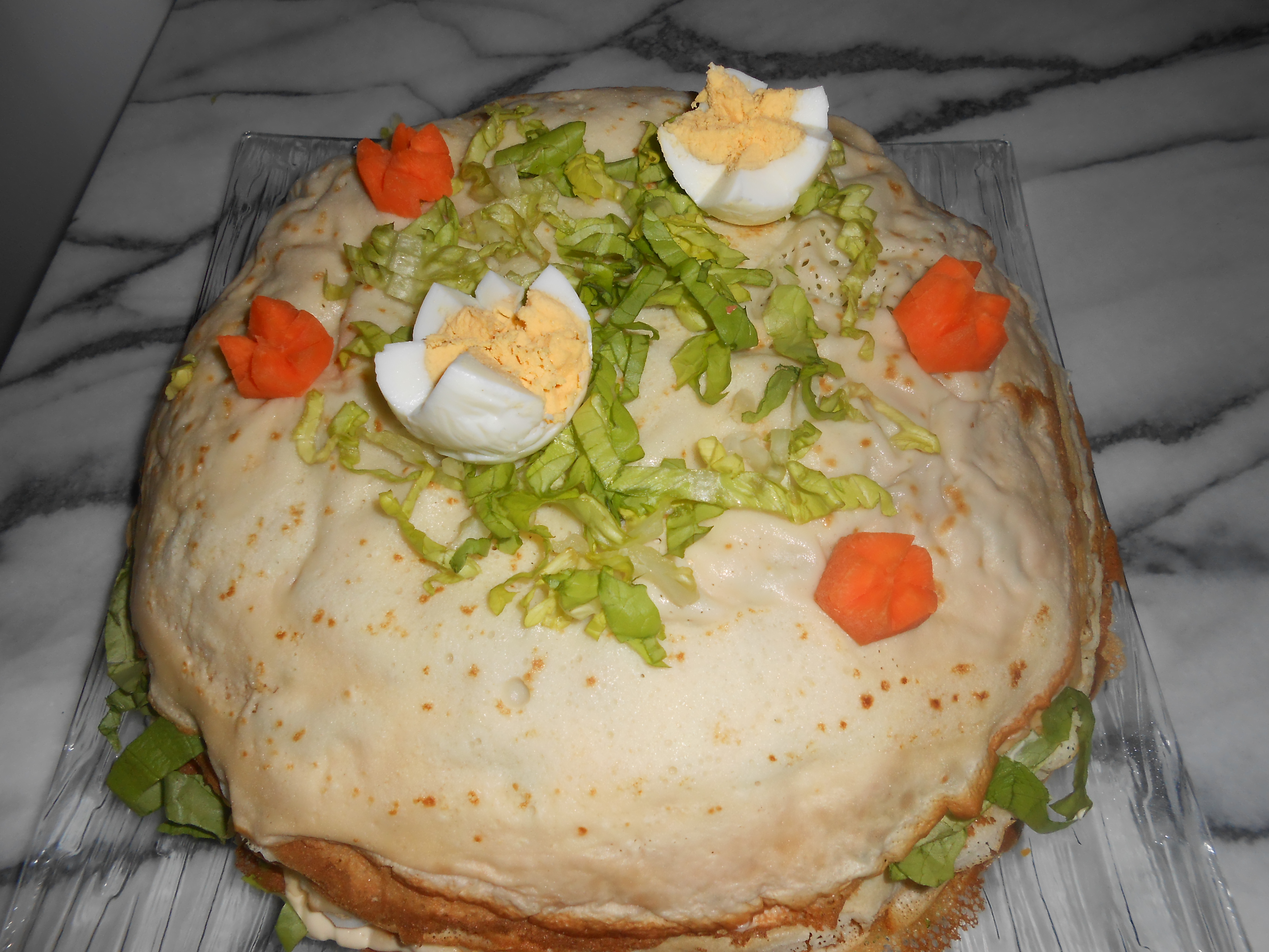 Gateau De Crepes Salees Froides Gâteau de crêpes à la mayonnaise : recette de Gâteau de crêpes à la  mayonnaise