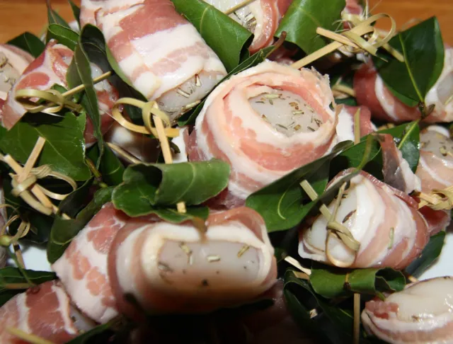 Brochettes de Saint Jacques au lard : recette de Brochettes de Saint
